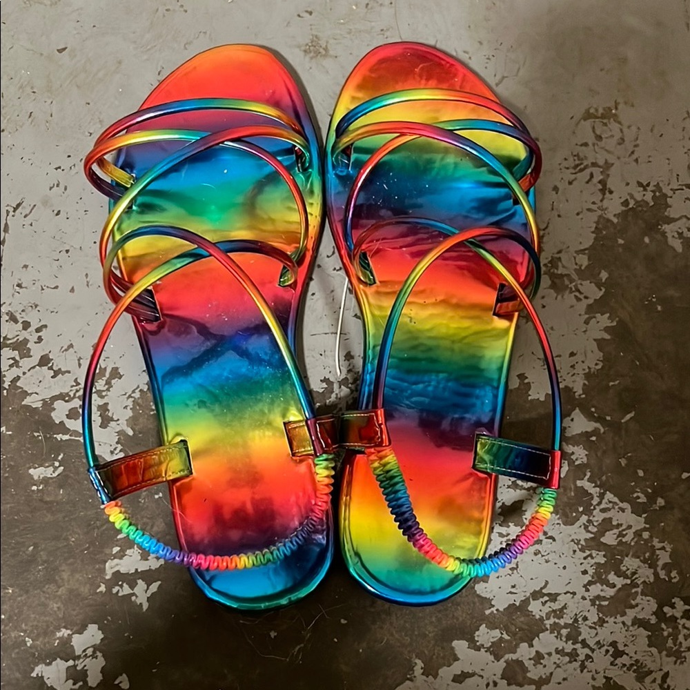 SHEIN Rainbow Strappy Sandals